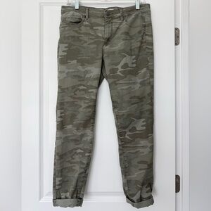 LOFT Women's Camo Ankle Pants in Olive Green